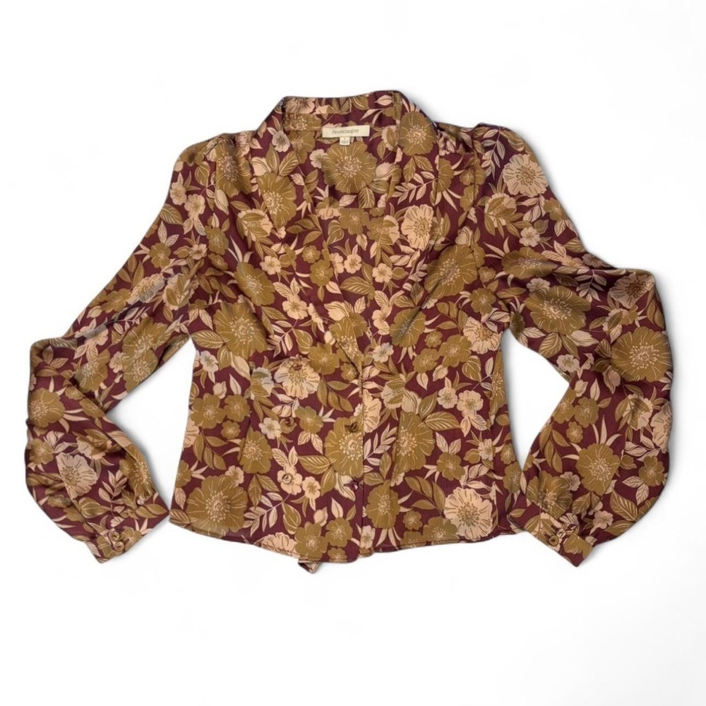 Favorite Daughter The Rami Top Floral Blouse Small Vintage Style Puff Sleeve